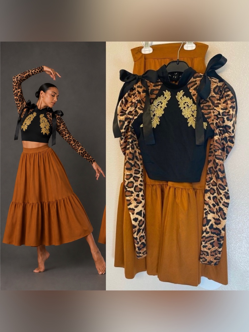Kelle dance solo costume animal lyrical orange maxi skirt leotard Teen SA adul